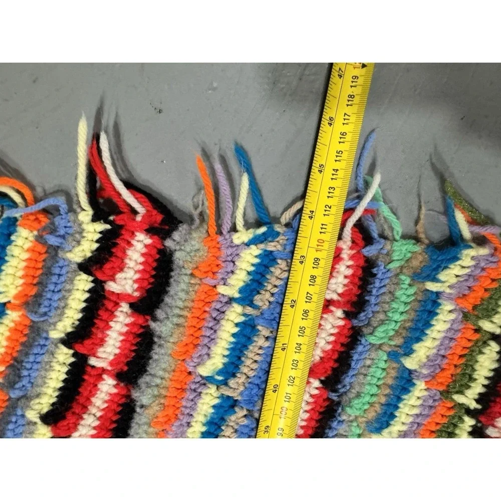 VTG Lap Afghan Rainbow Throw Blanket‎ Multicolor 38x44 Handmade Boho